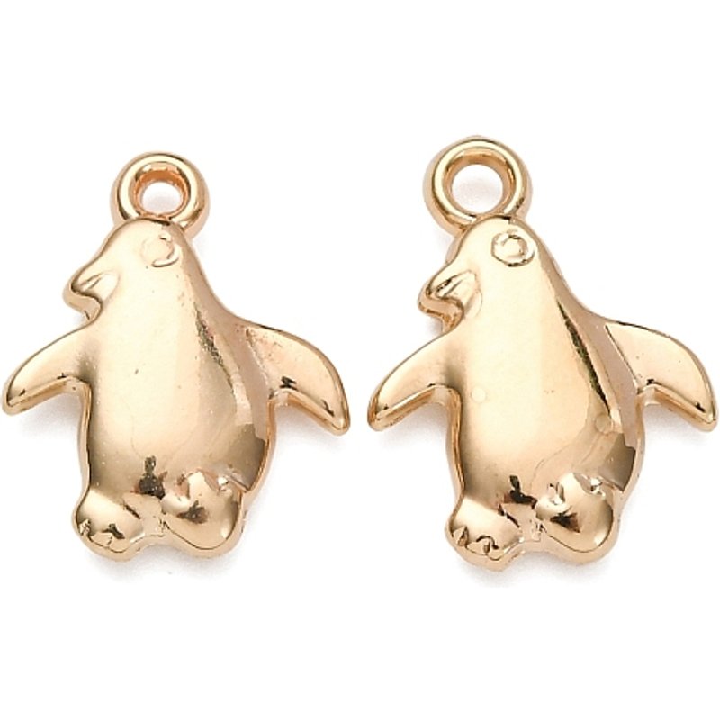 Pendentif en plastique CCB, pingouin en or clair