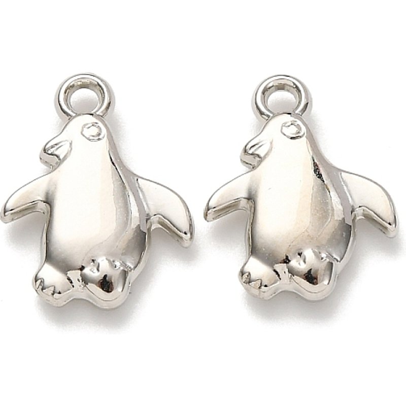 CCB Penguin Plastic Pendant, Platinum, 20.5x15.5x4.5mm — Charms & Pendants