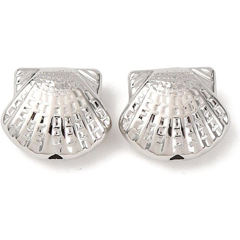 CCB Plastic Shell Shape Beads, Platinum, 10.5x12x5.5mm — Jewelry Beads