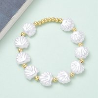 Brass & Plastic Beaded Stretch Bracelet for Women, Shell Shape