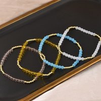 Bracelet Élastique Rond en Laiton et Verre pour Femmes — Bracelet Femme