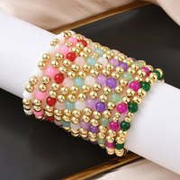 Bracelet Élastique Rond en Perles de Laiton et Verre pour Femmes — Bracelet Femme