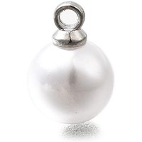 Pendentifs en perles en plastique ABS avec boucle en alliage de platine, blanc — Breloques et pendentifs