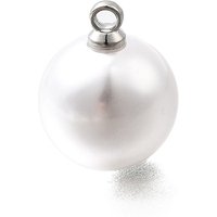 Pendentifs en perles en plastique ABS avec boucle en alliage de platine, blanc — Breloques et pendentifs