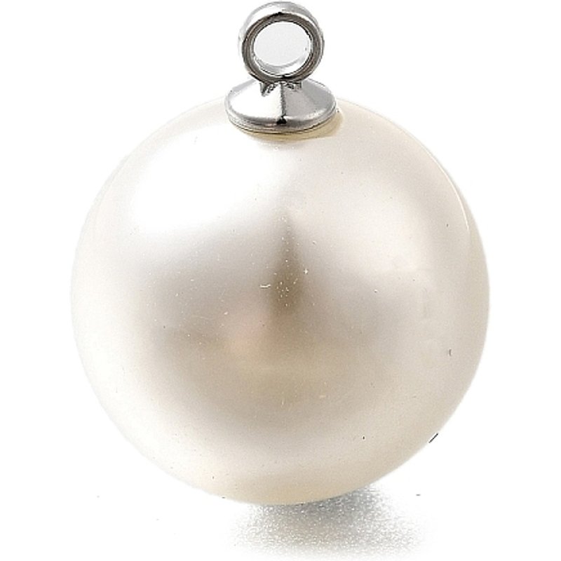 Pendentifs en perles en plastique ABS, ronds avec boucle en alliage de platine — Breloques et pendentifs