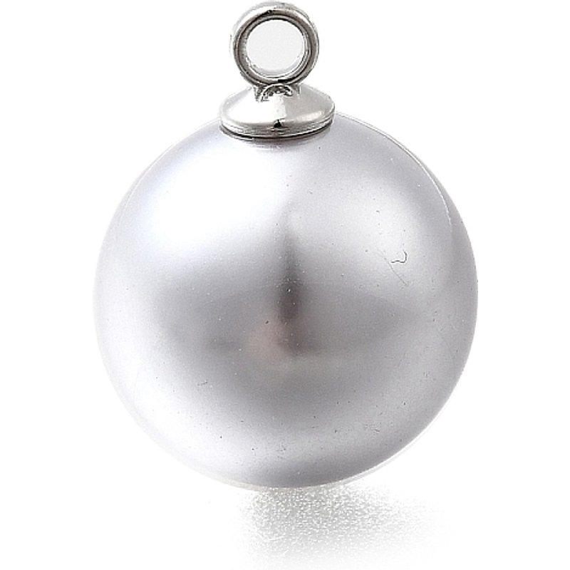 ABS Plastic Round Pearl Pendants with Platinum Alloy Loop, Silver — Charms & Pendants
