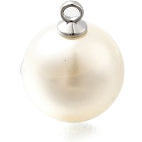 ABS Plastic Pearl Pendants, Round with Platinum Alloy Loop — Charms & Pendants