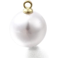 ABS Plastic Pearl Pendants, Round with Light Gold Alloy Loop — Charms & Pendants