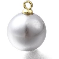 ABS Plastic Round Pearl Pendants with Light Gold Alloy Loop — Charms & Pendants