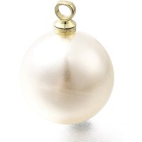 ABS Plastic Pearl Pendants, Round, Floral White with Gold Loop — Charms & Pendants