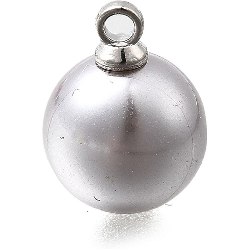 ABS Plastic Round Pearl Pendants with Platinum Alloy Loop — Charms & Pendants