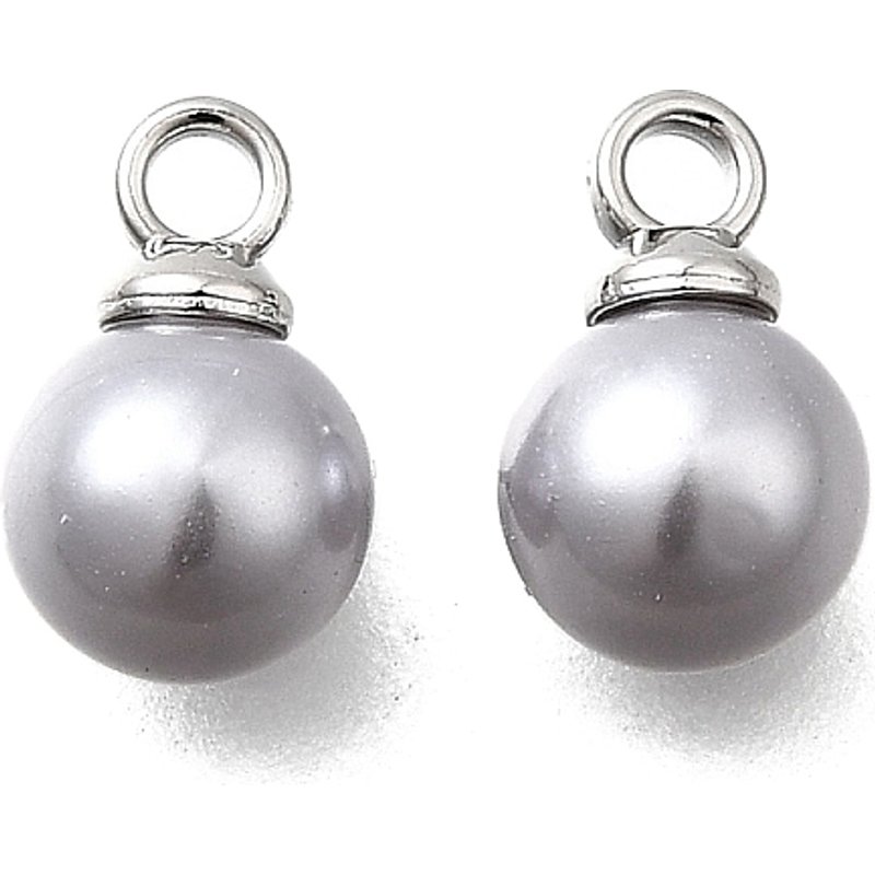 ABS Plastic Pearl Pendants with Platinum Alloy Loop, Silver