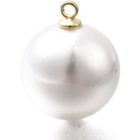 ABS Plastic Round Pearl Pendants with Light Gold Alloy Loop — Charms & Pendants