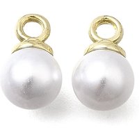 ABS Plastic Pearl Pendants with Light Gold Alloy Loop, White — Charms & Pendants
