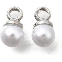 Pendentifs en perles en plastique ABS avec boucle en alliage de platine, blancs