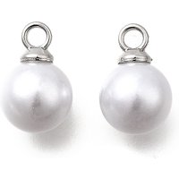ABS Plastic Round Pearl Pendants with Platinum Alloy Loop — Charms & Pendants