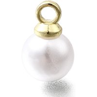 ABS Plastic Round Pearl Pendants with Light Gold Alloy Loop — Charms & Pendants