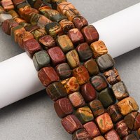 Natural Picasso Stone Polychrome Jasper Beads Strands Cuboid — Jewelry Beads