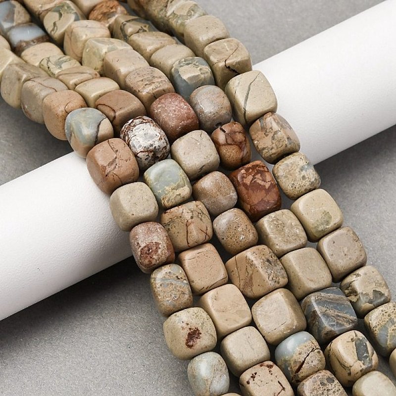 Fils de Perles Cubiques en Pierre Shoushan Naturelle, 41pcs, 14.88po — Perles à bijoux