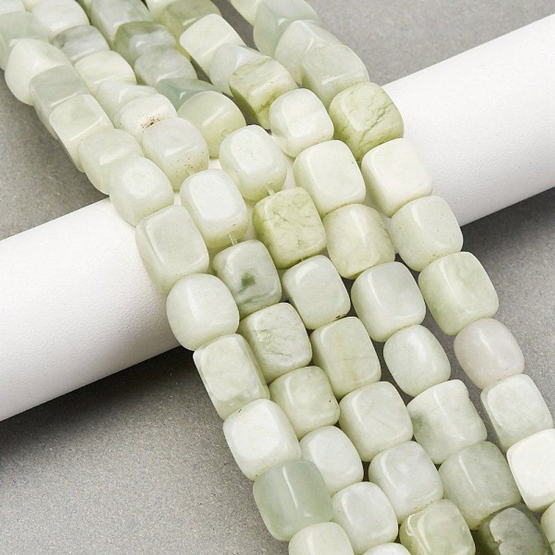 Brins de perles de jade Xiuyan naturel, cuboïde, 41pcs, 14.88po — Perles à bijoux
