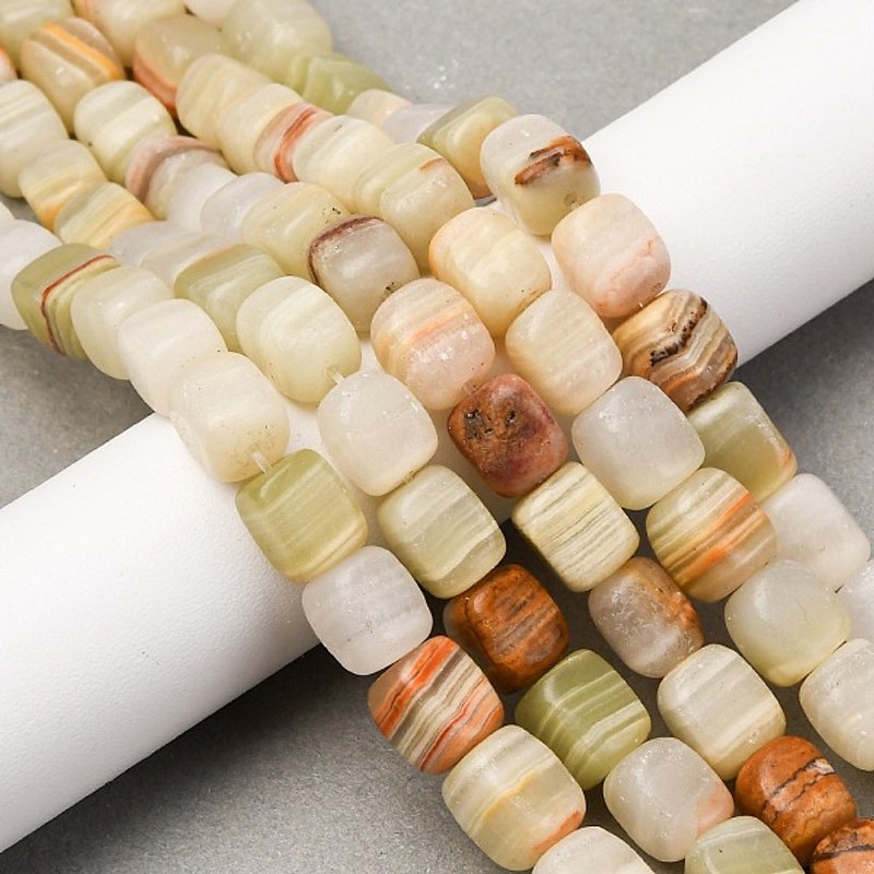 Brins de perles de jade afghan naturel, cuboïde, 41pcs, 14.88po — Perles à bijoux