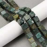 Natural Shoushan Jade Cube Beads Strands, 8-8.5mm, 46pcs