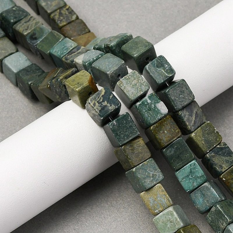 Natural Shoushan Jade Cube Beads Strands, 8-8.5mm, 46pcs — Jewelry Beads