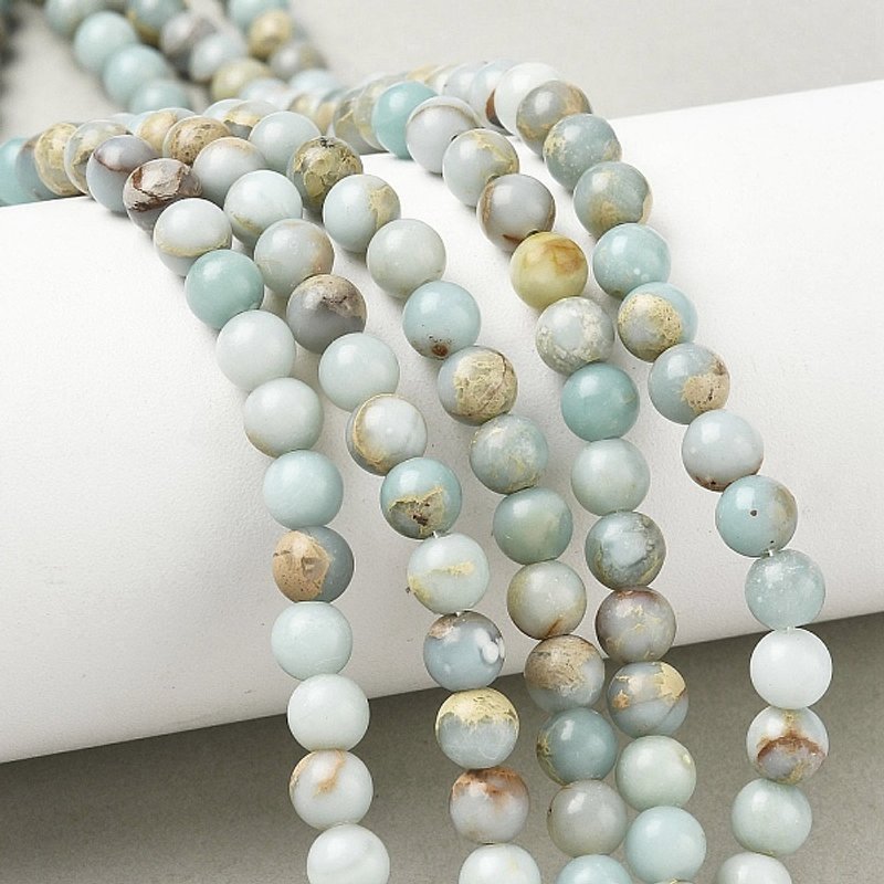 Brins de perles en pierre Shoushan naturelle, rondes, qualité A, 6-6.5mm — Perles à bijoux