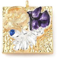 Pendentif en laiton micro pavé zircon cubique émaillé - Gémeaux