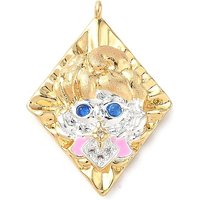 Pendentif Vierge en laiton avec zircon cubique micro pavé et émail, plaqué or 18K