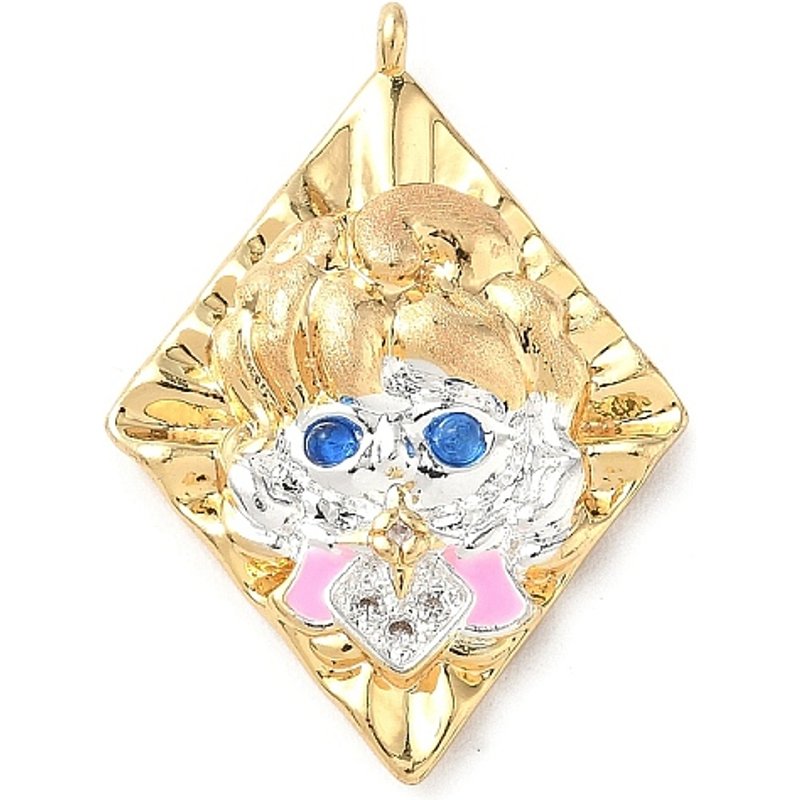 Pendentif Vierge en laiton avec zircon cubique micro pavé et émail, plaqué or 18K — Breloques et pendentifs