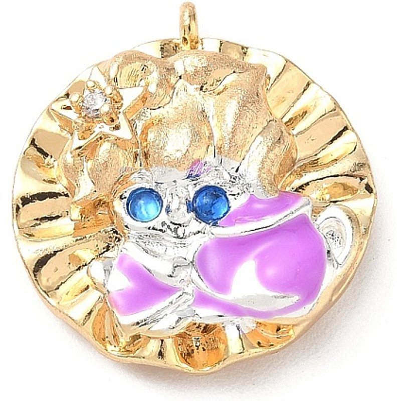 Pendentif en laiton micro pave zircon cubique émaillé - Verseau — Breloques et pendentifs