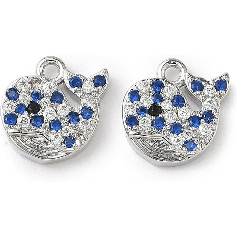 Charms de baleine en zircon cubique pavé micro en laiton, plaqué platine — Breloques et pendentifs
