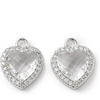 Brass Micro Pave Heart Charms with Cubic Zirconia, Platinum Plated — Charms & Pendants