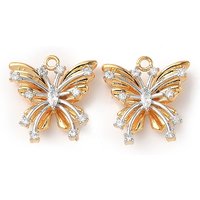Charms Papillon en Zirconia Cubique Micro Pave en Laiton, Plaqué Or et Platine — Breloques et pendentifs