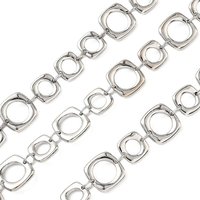 Alloy Square Link Chains, Unwelded, Platinum Plated