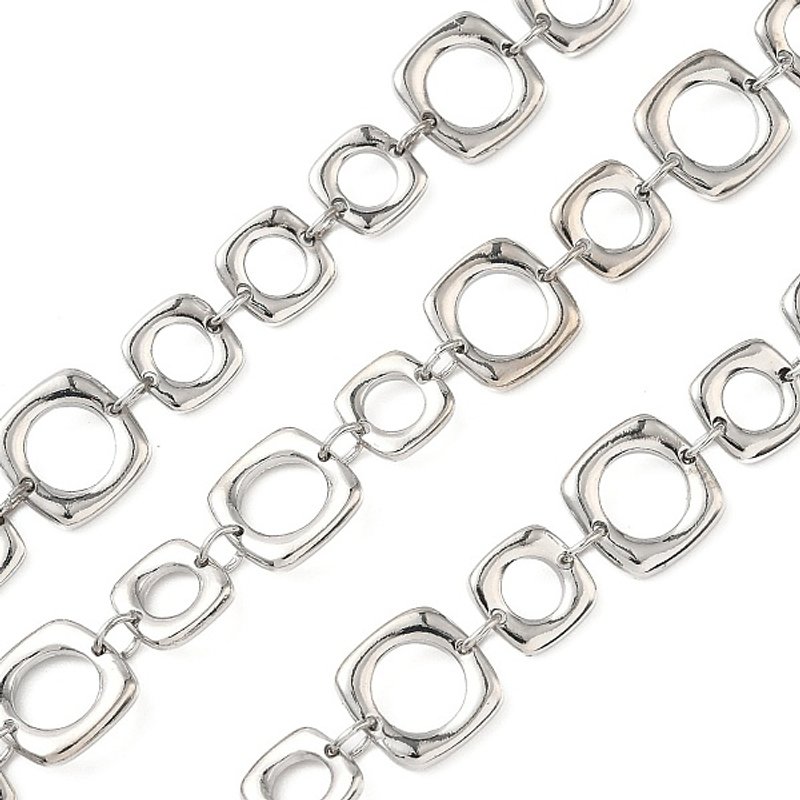 Alloy Square Link Chains, Unwelded, Platinum Plated — Chains, Wire & Cord