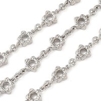 Alloy Flower Link Chains, Unwelded, Platinum Plated 14.5x9x4mm