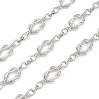 Alloy Knot Link Chains, Unwelded, Platinum Plated, 27x9x2mm