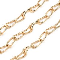 Alloy Nuggets Link Chains, Unwelded, 18K Gold Plated