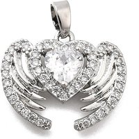 Brass Micro Pave Cubic Zirconia Heart & Wing Pendants — Charms & Pendants