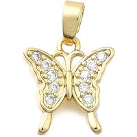 Charm en laiton micro pave zircon cubique, plaqué or 18K, papillon — Breloques et pendentifs