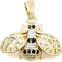 Brass Micro Pave Cubic Zirconia Bee Pendants, 18K Gold Plated — Charms & Pendants