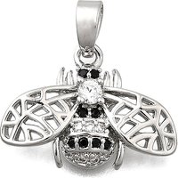 Brass Micro Pave Cubic Zirconia Bee Pendant, Platinum Finish — Charms & Pendants