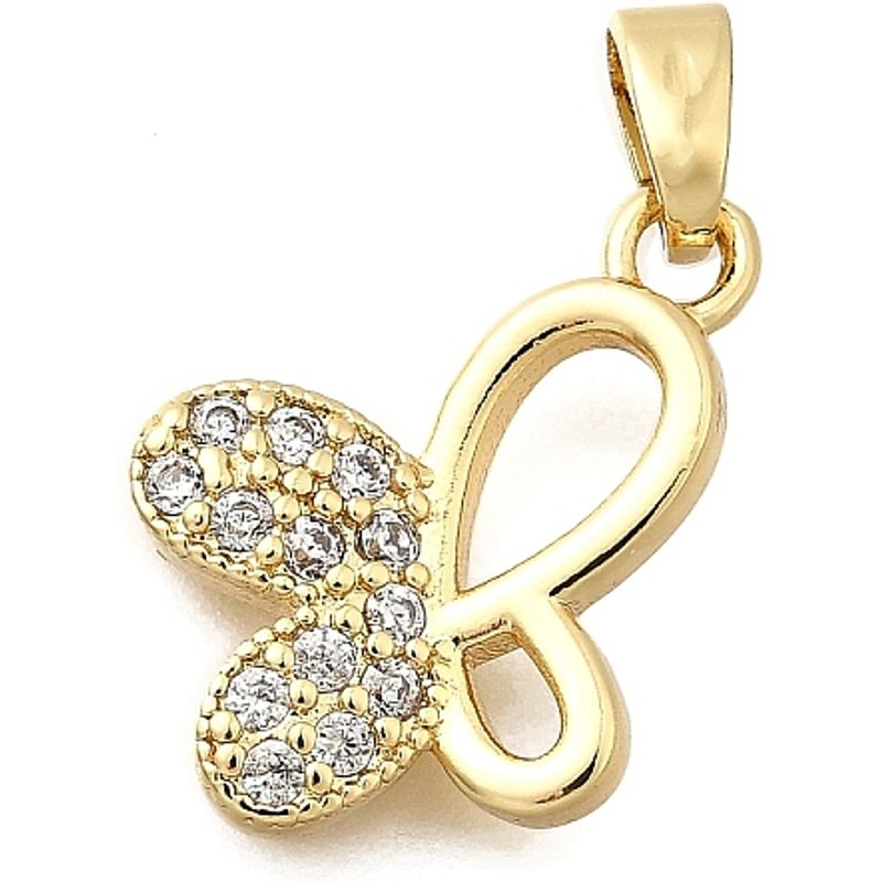 Brass Micro Pave Cubic Zirconia Butterfly Pendant, 18K Gold Plated — Charms & Pendants