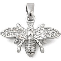Brass Micro Pave Cubic Zirconia Bee Pendant, Platinum — Charms & Pendants