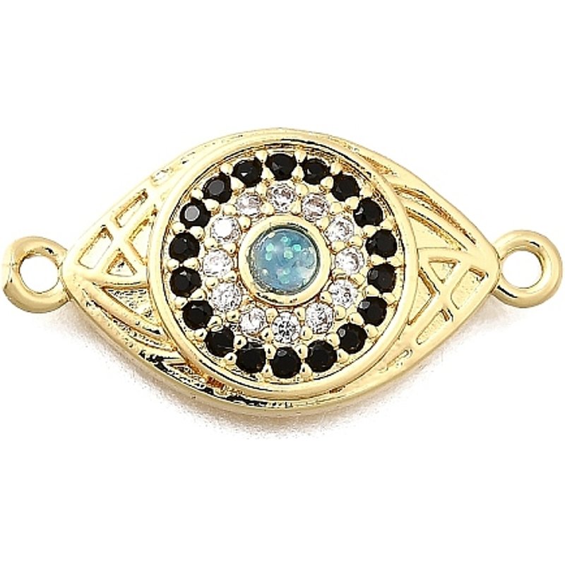 Brass Micro Pave Clear and Black Cubic Zirconia Connector Charms — Jewelry Findings