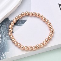 Brass Round Beaded Stretch Bracelet for Men and Women, Rose Gold — Bracelet Women