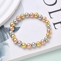 Brass Round Beaded Stretch Bracelet for Men and Women
