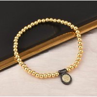 Bracelets en laiton avec charms ovales et perles rondes pour femmes — Bracelet Femme